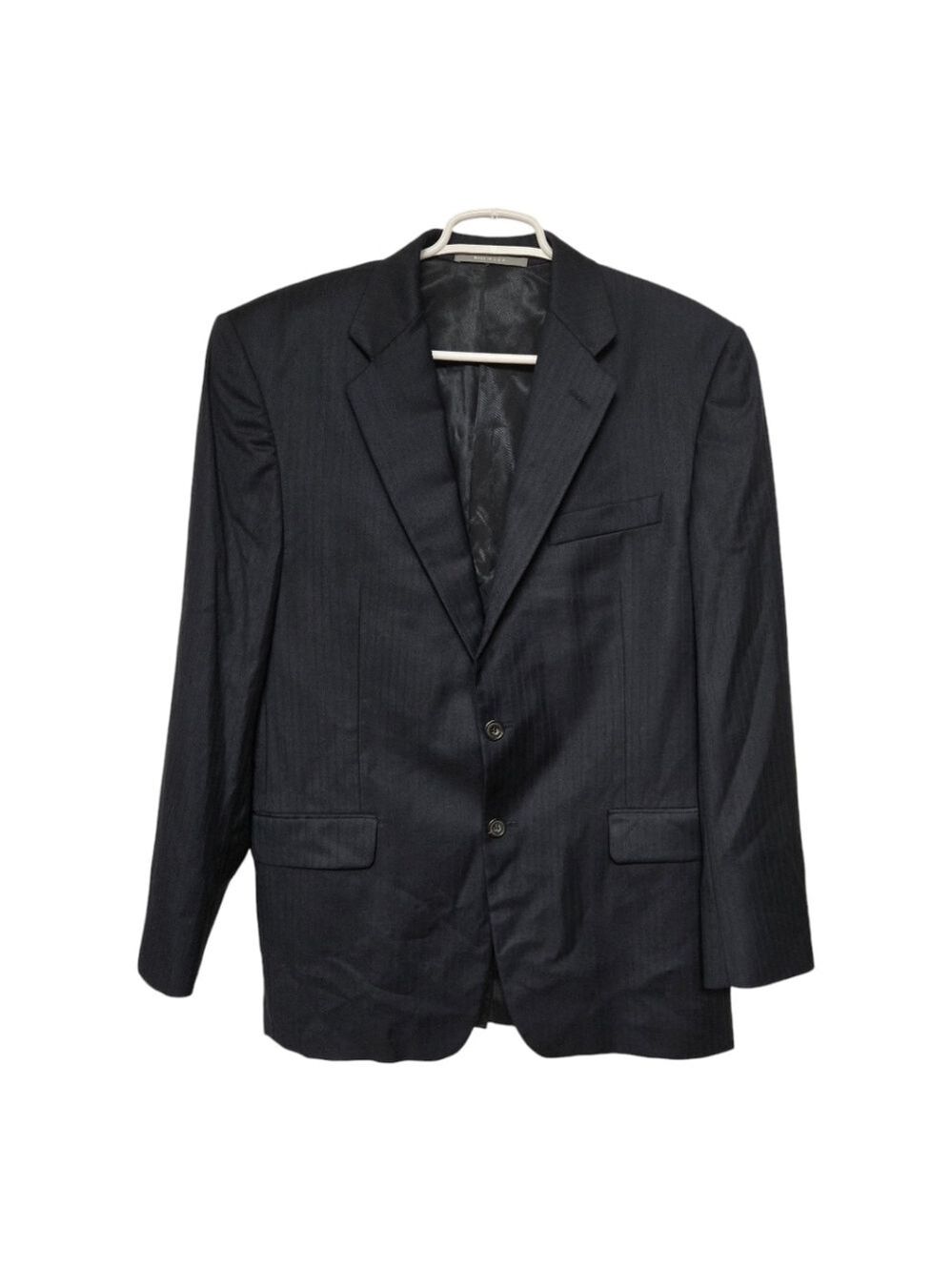 Hickey Freeman 40R Navy Pinstripe Worsted Wool Blazer Made USA